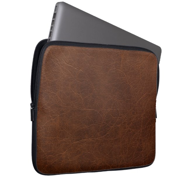 Capa Para Notebook Textura de Couro Marrom Elegante (Frente Esquerda)