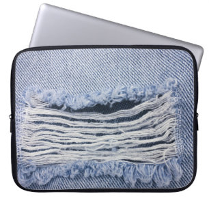 Capa Para Notebook Textura de Jeans rasgados azuis claros