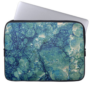 Capa Para Notebook Textura de Mármore Azul Turquesa Verde