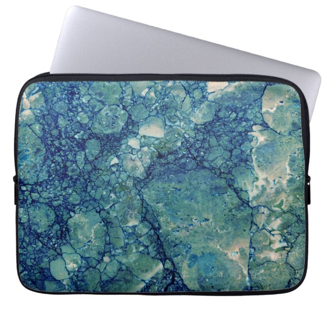 Capa Para Notebook Textura de Mármore Azul Turquesa Verde (Frente)