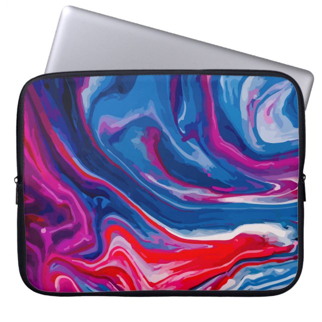 Capa Para Notebook Textura de mármore azul-vermelho (Frente)