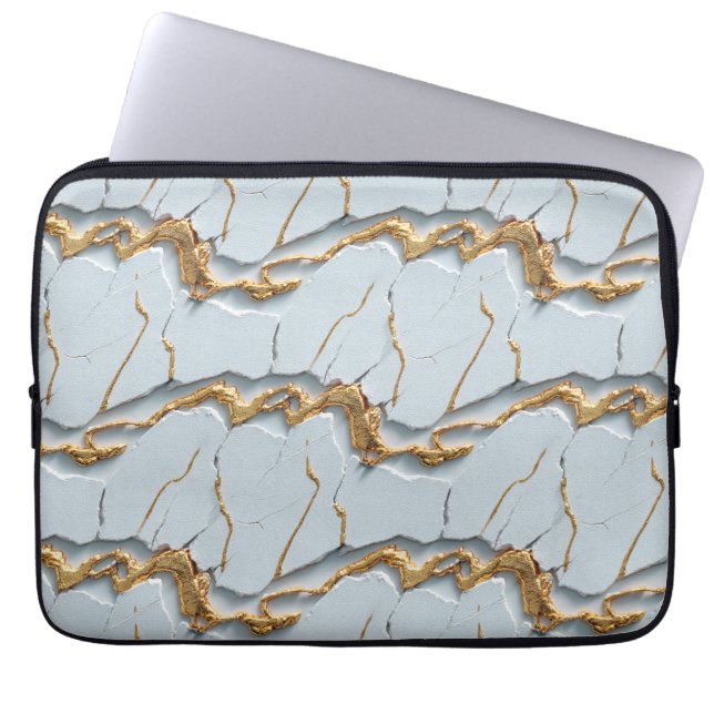 Capa Para Notebook Textura de Mármore Branco com Veias de Ouro Rachad (Frente)
