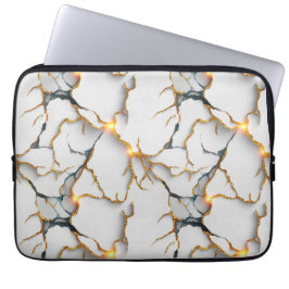 Capa Para Notebook Textura de Mármore Branco com Veias Douradas Brilh