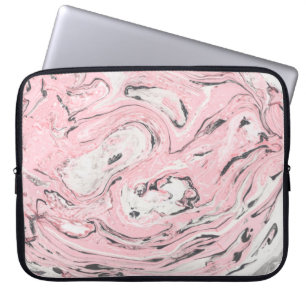 Capa Para Notebook Textura de mármore rosa e preto. Abstrato moderno