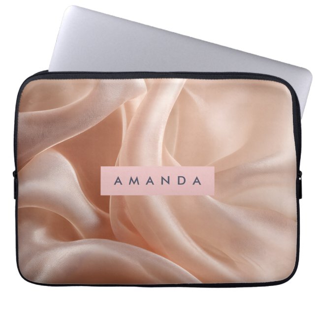 Capa Para Notebook Textura de Seda Rosa Elegante Personalizada (Frente)
