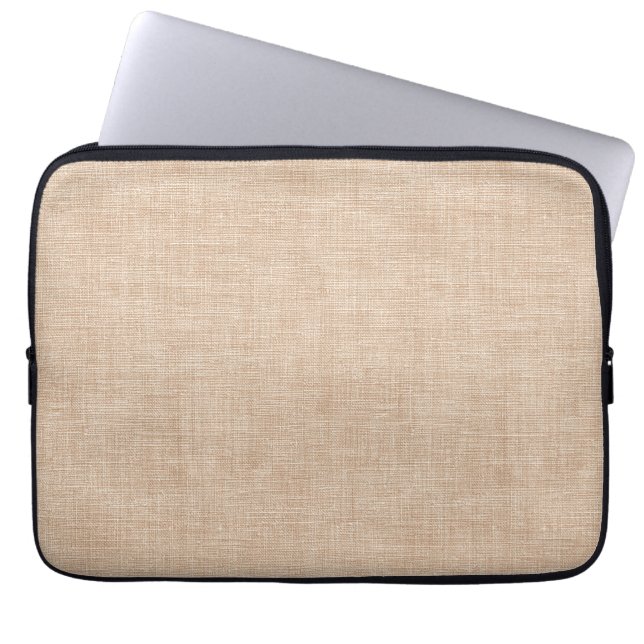 Capa Para Notebook Textura de Tecido de Linho Natural em Bege Quente (Frente)