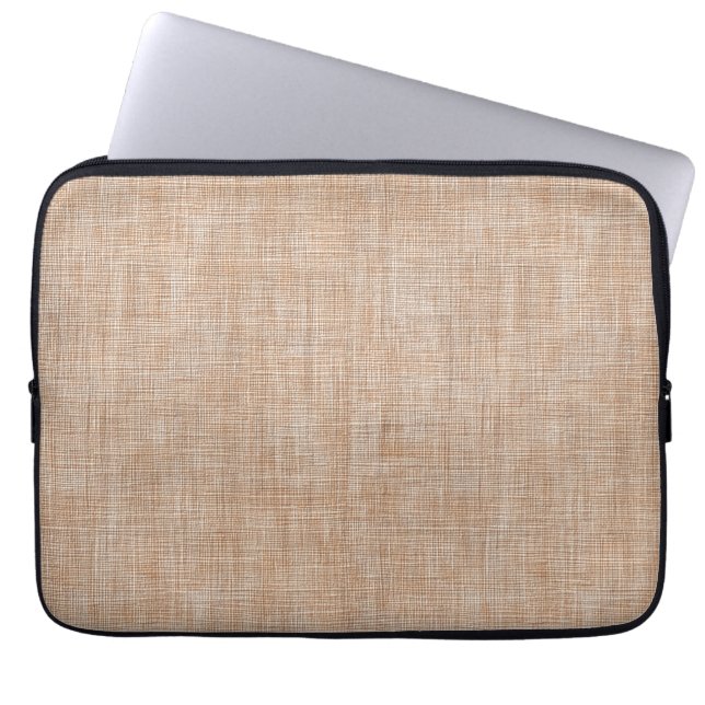 Capa Para Notebook Textura de Tecido de Linho Tecido em Bege Natural  (Frente)