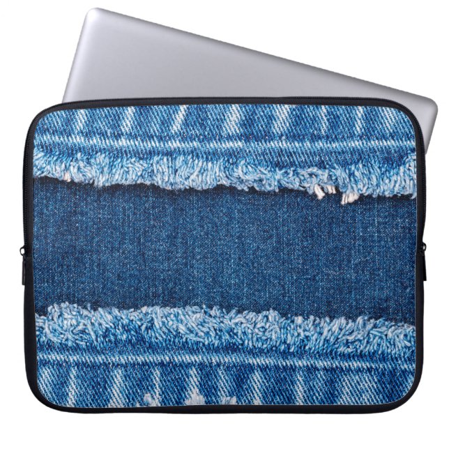 Capa Para Notebook Textura do tecido dos jeans azuis (Frente)