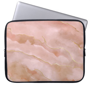 Capa Para Notebook Textura Dourada do mármore líquido rosa