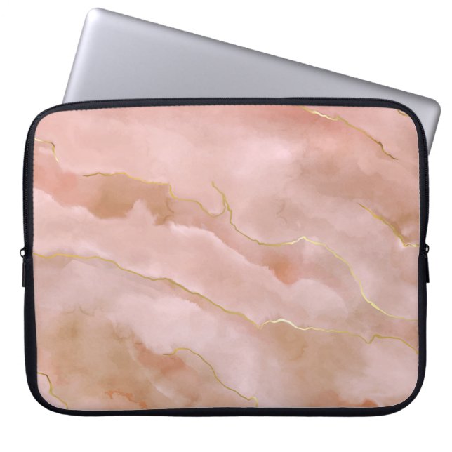 Capa Para Notebook Textura Dourada do mármore líquido rosa (Frente)