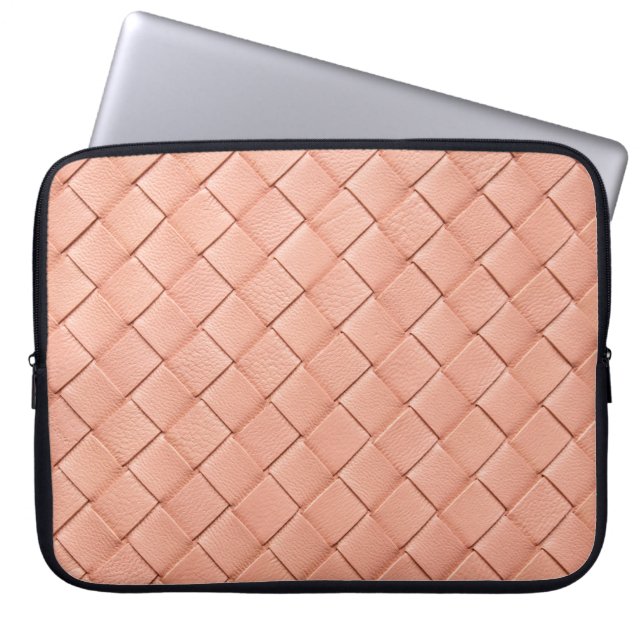 Capa Para Notebook Textura em couro de tecido de rosa claro (Frente)