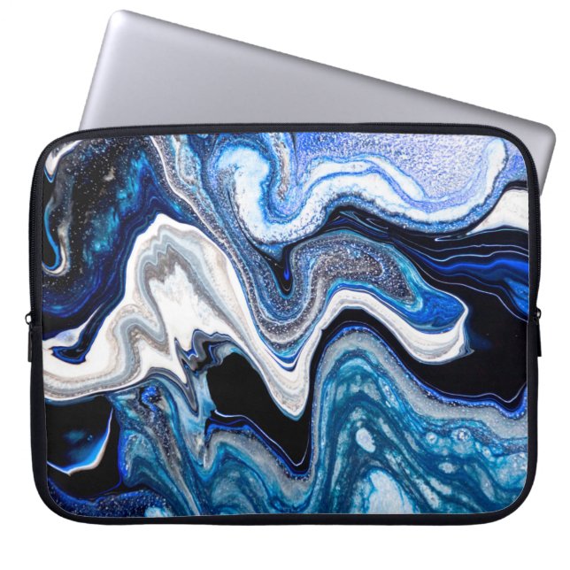 Capa Para Notebook textura líquida de abstrato marble em branco prate (Frente)