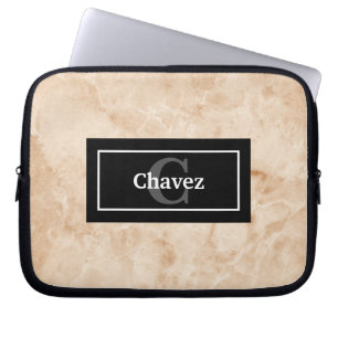 Capa Para Notebook Textura Marble Rock Elegante com nome e monograma