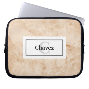 Capa Para Notebook Textura Marble Rock Elegante com nome e monograma