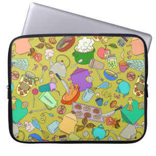 Capa Para Notebook Textura perfeita. Comida de objetos de rabiscos de