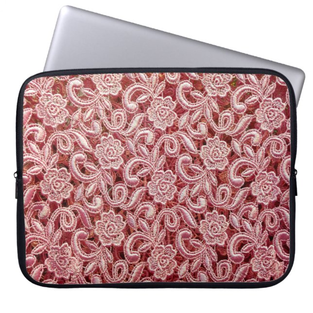 Capa Para Notebook Textura rosa fina de rendas com uma bela vinda (Frente)
