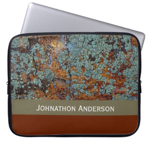 Capa Para Notebook Textura Rustic Lichen Stone Rock Com Nome