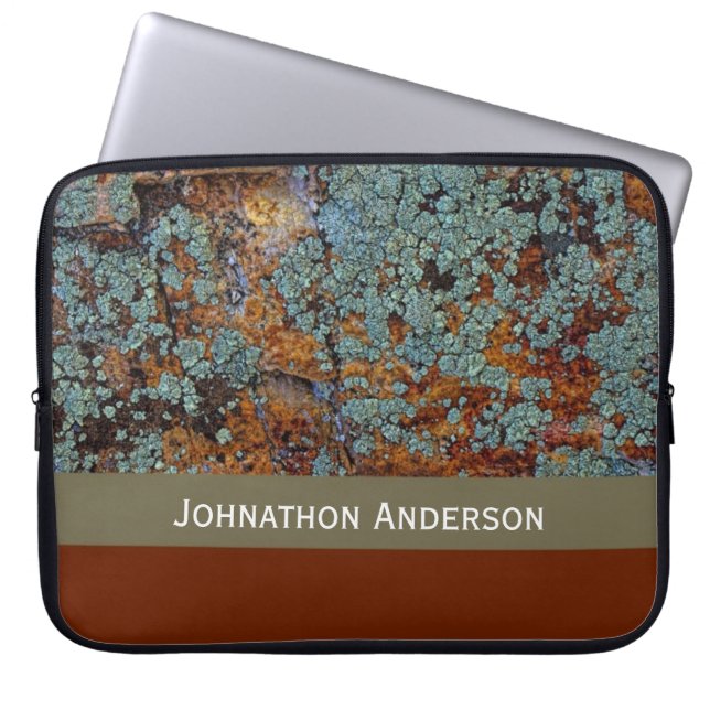 Capa Para Notebook Textura Rustic Lichen Stone Rock Com Nome (Frente)