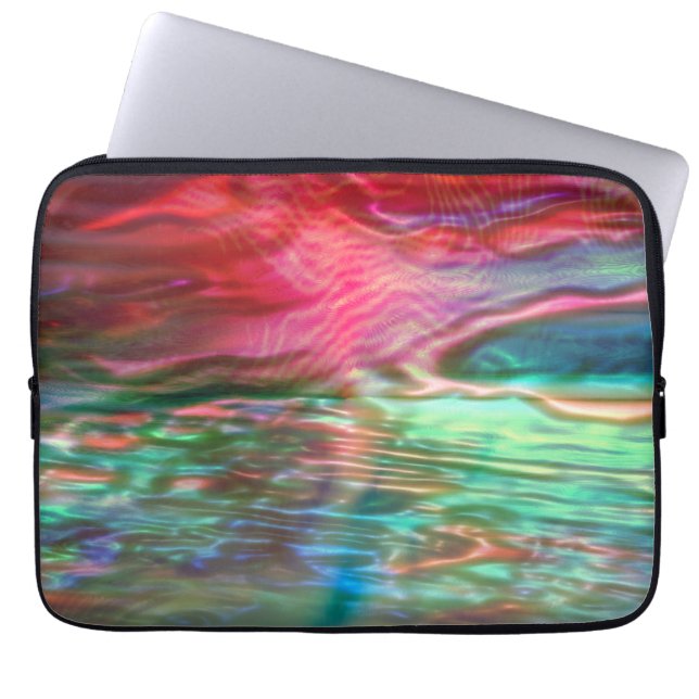Capa Para Notebook Textura virtual rosa e verde (Frente)