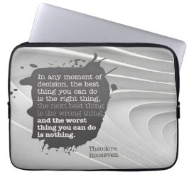 Capa Para Notebook Theodore Roosevelt, citação inspiracional "Decisão