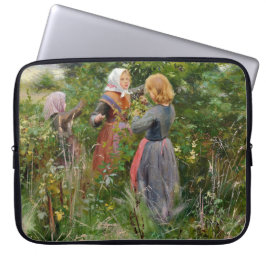 Capa Para Notebook Three Girls Picking Blackberry (por Brendekilde)