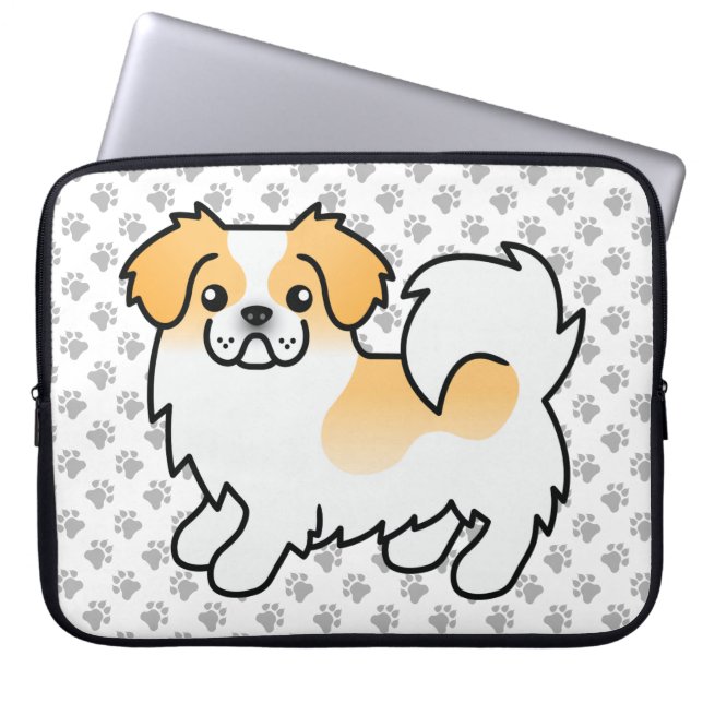 Capa Para Notebook Tibetano Spaniel Parti-Color Fawn Cão Fofo & Patas (Frente)