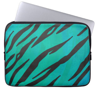 Capa Para Notebook Tiger Black and Teal Impressão