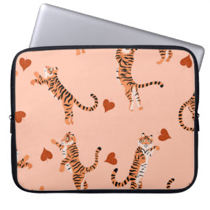 Capa Para Notebook Tigers Autumn Leaves: Padrão de Salto Vintage