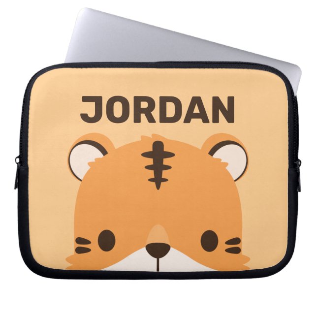 Capa Para Notebook Tigre de Cuta com Nome Personalizado (Frente)