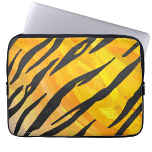 Capa Para Notebook Tigre Preto e Laranja Estampado