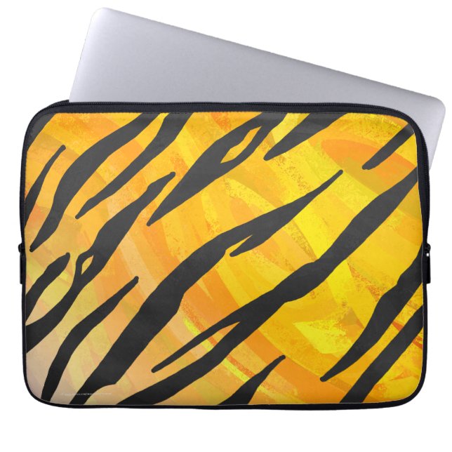 Capa Para Notebook Tigre Preto e Laranja Estampado (Frente)