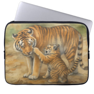 Capa Para Notebook Tigre Tenderness - Pai e Cubo na Floresta