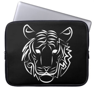 Capa Para Notebook Tigre Tribal Negro e Branco