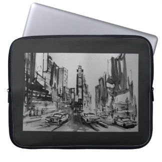 Capa Para Notebook Times Square na bolsa de laptop preto e branco 15"
