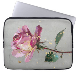Capa Para Notebook Tinta a Óleo Rosa Rosa Folha Dourada Impressionist