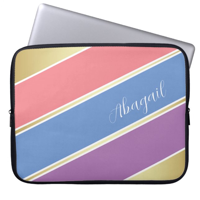 Capa Para Notebook Tinta, Azul e Lavanda Personalizados - Arte com St (Frente)