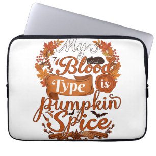 Capa Para Notebook Tipo Sanguíneo é Gato Preto de Halloween Abóbora T