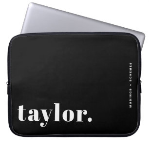 Capa Para Notebook Tipografia Retro Preta e Branca Personalizada