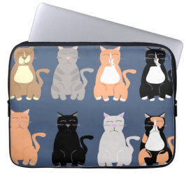 Capa Para Notebook Tipos de Gatos de Desenho Animado Fofo Padrão de A