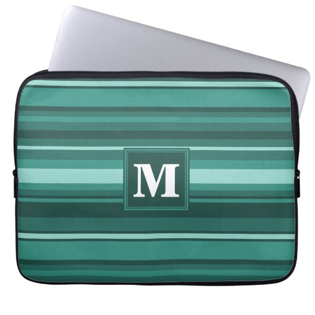 Capa Para Notebook Tiras de teal monograma (Frente)