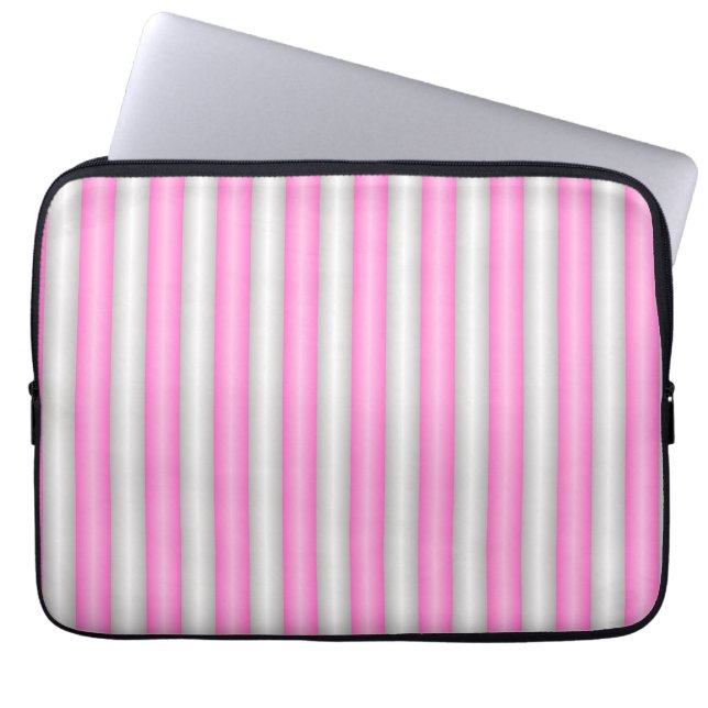 Capa Para Notebook Tiras Rosa Neon Modernas com Efeito 3D (Frente)