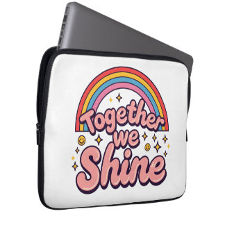 Capa Para Notebook Together We Shine – Rainbow Retro Pride Quote