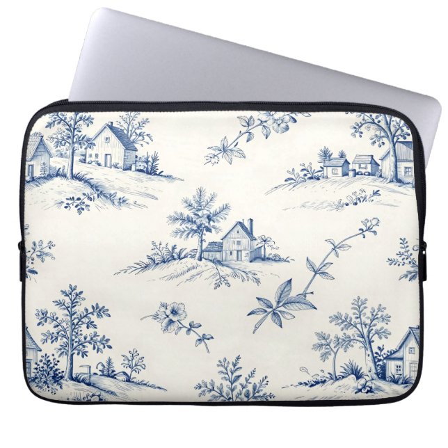 Capa Para Notebook Toile de Jouy Countryside Seamless Pattern (Frente)