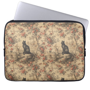 Capa Para Notebook Toile Vermelha Chinoiserie Gato Damasco