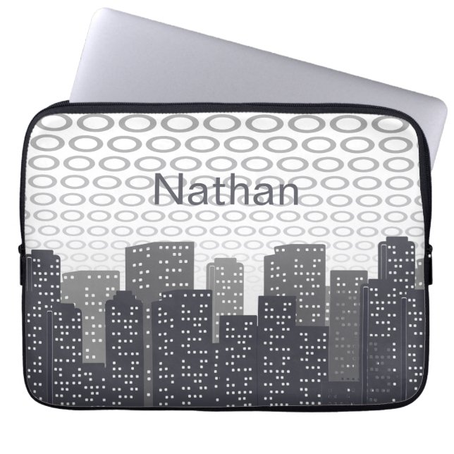 Capa Para Notebook Tons de Cinza Personalizados da Paisagem Urbana da (Frente)