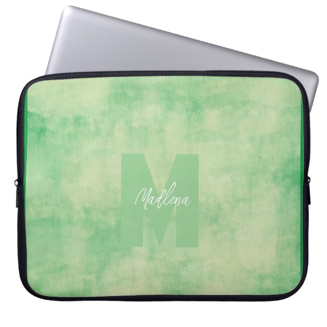 Capa Para Notebook Tons Pastel Terrosos Verdes Monogramados Chiques (Frente)