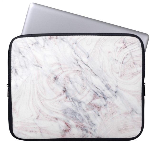 Capa Para Notebook Toque de Mármore Cinza e Branco Rosa Suave Tendênc (Frente)