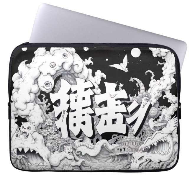 Capa Para Notebook Tóquio Preto e Branco (Frente)