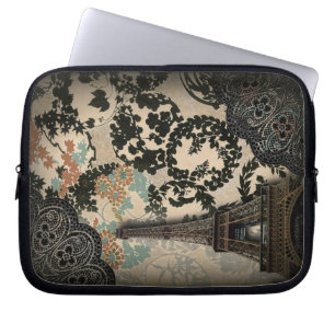 Capa Para Notebook torre de eiffel floral preto boêmio paris paris ei