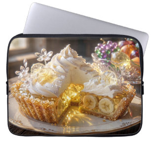 Capa Para Notebook Torta de Creme de Banana Cristal Brilhante 